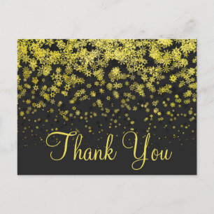 Cartão Postal Moderno Inexpensive Glitter Dourado Preto Obrigado