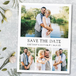 Cartão Postal Moderno Minimalista - 4 fotos simples salvam a dat<br><div class="desc">Anúncio de Noivado de Casamento de Foto Simples e Minimalista Moderno,  mas Elegante 4 Salve o Cartão-Postal de Data</div>