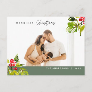 Cartão Postal Moderno Minimalista, Família Feliz no Natal