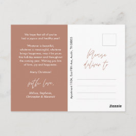 Cartão Postal Moderno Minimalista, Família Feliz no Natal Foto