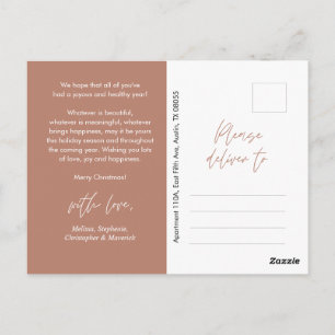 Cartão Postal Moderno Minimalista, Família Feliz no Natal Foto