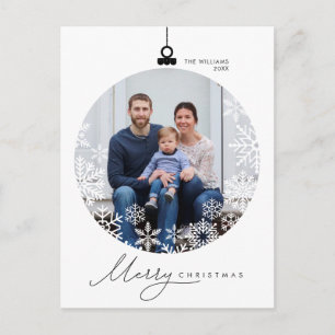 Cartão Postal Moderno Minimalista, Família Feliz no Natal Foto