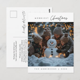 Cartão Postal Moderno Minimalista, Feliz Natal Família Foto