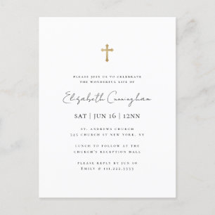 Cartão Postal Moderno Minimalista Memorial Fúnebre Cruz Dourada 