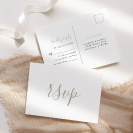 Cartão Postal Moderno Minimalista Resposta de Casamento em Verde