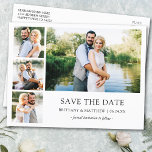 Cartão Postal Moderno Minimalista Simples 4 Foto Salva a Data<br><div class="desc">Anúncio de Noivado de Casamento de Foto Simples e Minimalista Moderno,  mas Elegante 4 Salve o Cartão-Postal de Data</div>