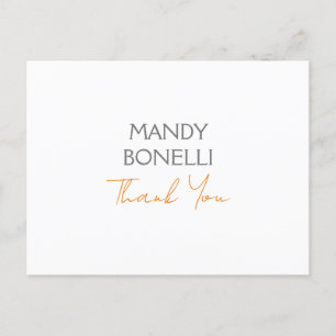 Cartão Postal Moderno Minimalista Simples Personalizado Obrigado