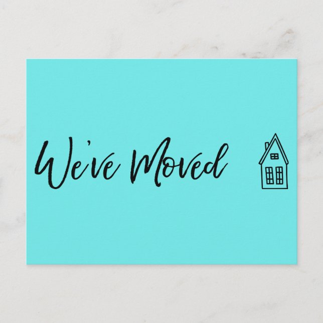 Cartão Postal Moderno, movemos a pequena casa desenhando aqua (Frente)