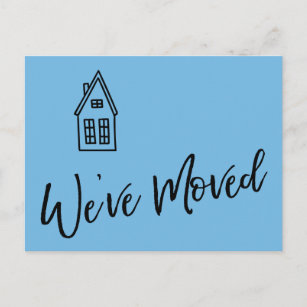 Cartão Postal Moderno, movemos uma pequena casa desenhando azul