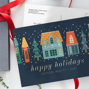 Cartão Postal Moderno Negócio de Cidade de Natal de Inverno