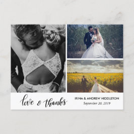 Cartão Postal Moderno Obrigado Escrevendo Três Fotos De Casament