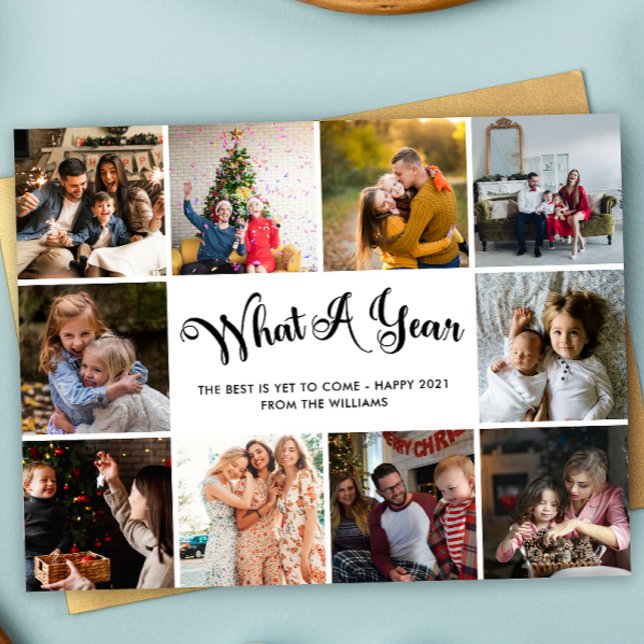 Cartão Postal Moderno Que Colagem de Fotos por Ano (Criador carregado)