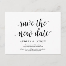 Cartão Postal Moderno rusticado, Salve a nova data, adiado