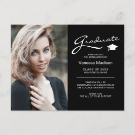 Cartão Postal Moderno Script Elegante Foto 2 Lados Formatura