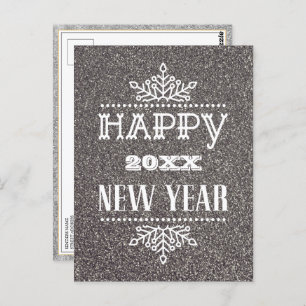 Cartão Postal Moderno Script Festivo Silver Glitter Corporate