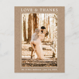 Cartão Postal Moderno Simples Amor Agradecimento Foto Casamento 