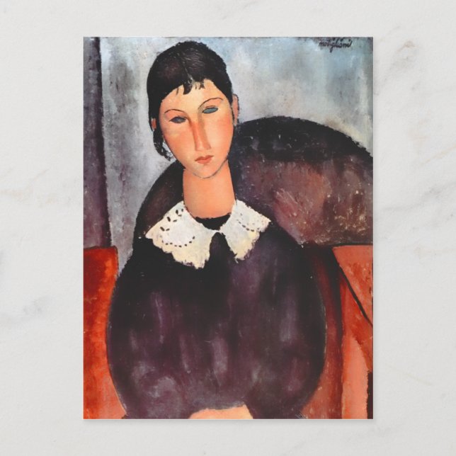 Cartão Postal Modigliani Elvira com Colarinho Branco (Frente)