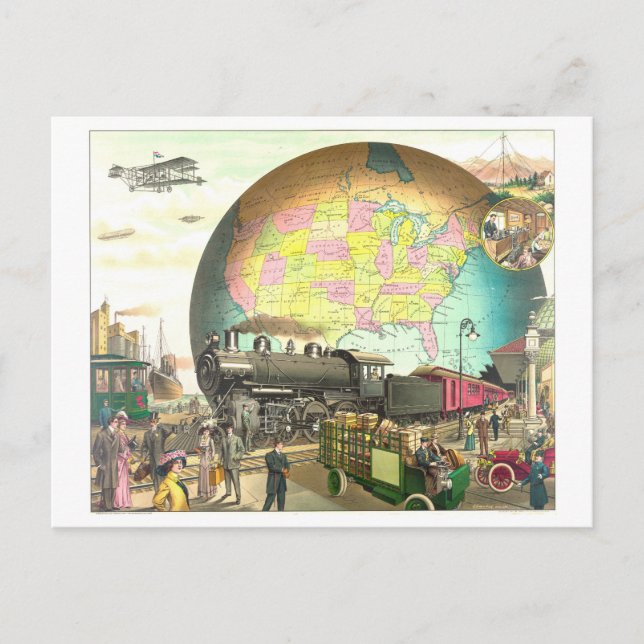 Cartão Postal Modos de Transporte Litógrafo Vitoriano (Frente)