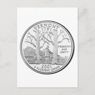 Cartão Postal Moeda Comemorativa do Estado de Vermont