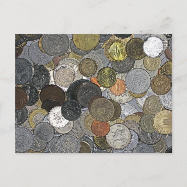 Cartão Postal Moedas antigas e internacionais (Frente)