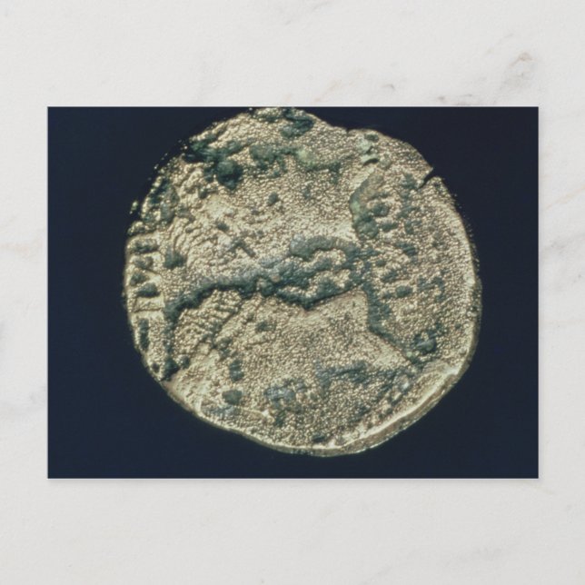 Cartão Postal Moedas com chefes de Júlio César e Augusto (Frente)