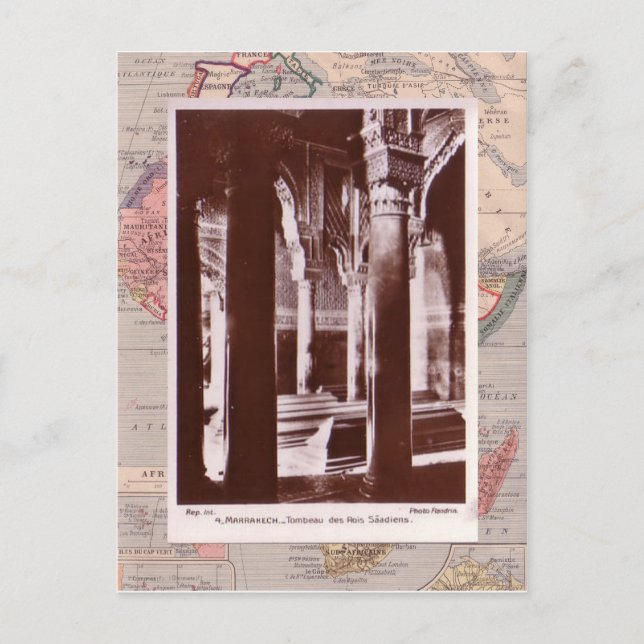 Cartão Postal Moeocco, Marraquexe, túmulos medievais (Frente)