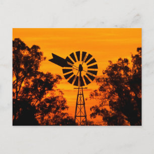 Cartão Postal Moinho de vento ao pôr do sol, Austrália