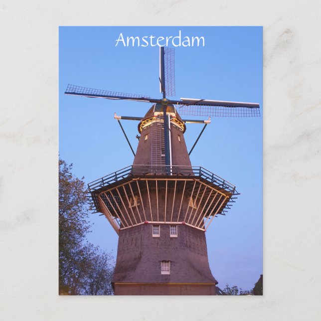 Cartão Postal Moinho de Vento de Amsterdã (Frente)