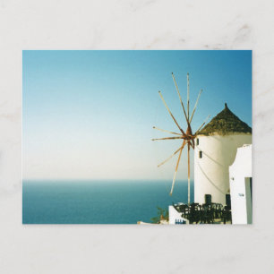 Cartão Postal Moinho de vento de Santorini, Grécia