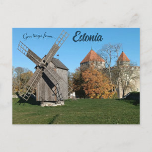 Cartão Postal Moinho de Vento do Castelo em Kuressaare Saare Cou