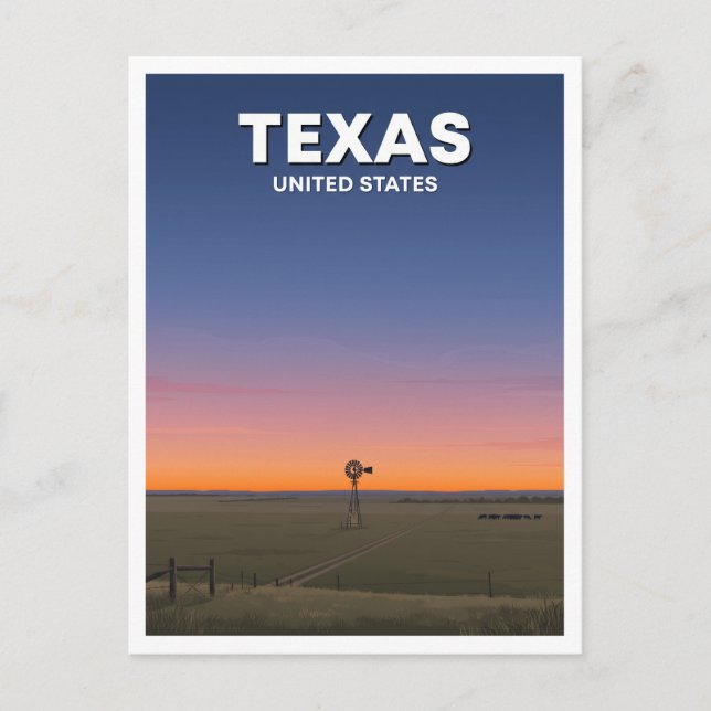 Cartão Postal Moinho de Vento do Texas no Open Range Big Spring (Frente)