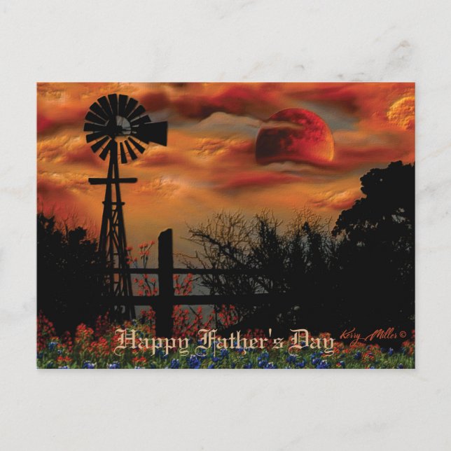 Cartão Postal Moinho de Vento e Lua Laranja (Frente)