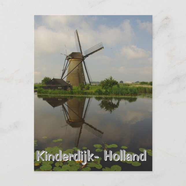 Cartão Postal Moinho de vento em Kinderdijk (Frente)