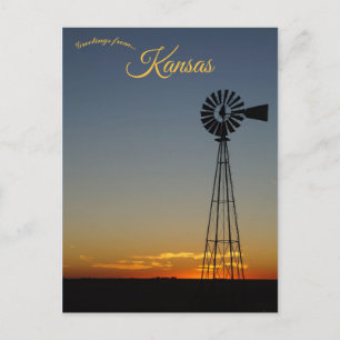 Cartão Postal Moinho de vento em Sunset, Kansas