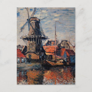 Cartão Postal Moinho de vento no Canal Onbekende-Amsterdã