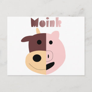 Cartão Postal Moink: Cartoon Boi e porco postal