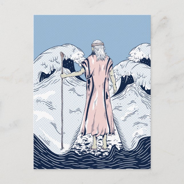 Cartão Postal Moisés parting the red sea (Frente)