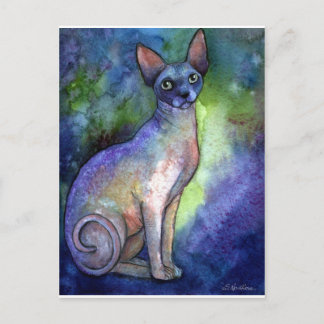 Cartão Postal Mola de Aquarela Sphynx Sphinx Cat. 2