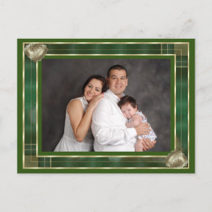Cartão Postal Moldura Antiga Verde para Foto de Família Personal