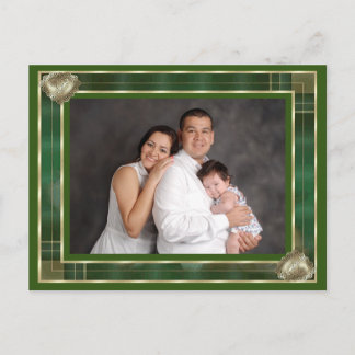 Cartão Postal Moldura Antiga Verde para Foto de Família Personal