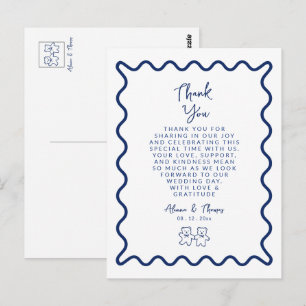 Cartão Postal Moldura azul elegante com desenho Save the date