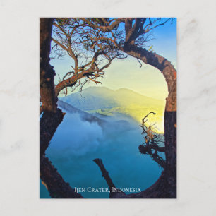 Cartão Postal Moldura Azul Pond Cratera Montanha