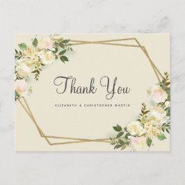 Cartão Postal Moldura de água elegante floral rosa de casamento