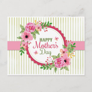 Cartão Postal Moldura de buquê de flor de dia de as mães feliz