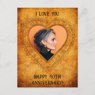 Cartão Postal Moldura de Coração Vintage Personalizada