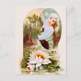 Cartão Postal Moldura de Flor de Almofadas de Lírio Vintage para