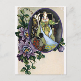 Cartão Postal Moldura de Flor de Paixão Vintage para qualquer Fo