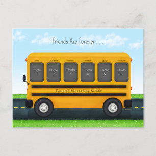 Cartão Postal Moldura de Foto do Ônibus Escolar 6 Personalizada 