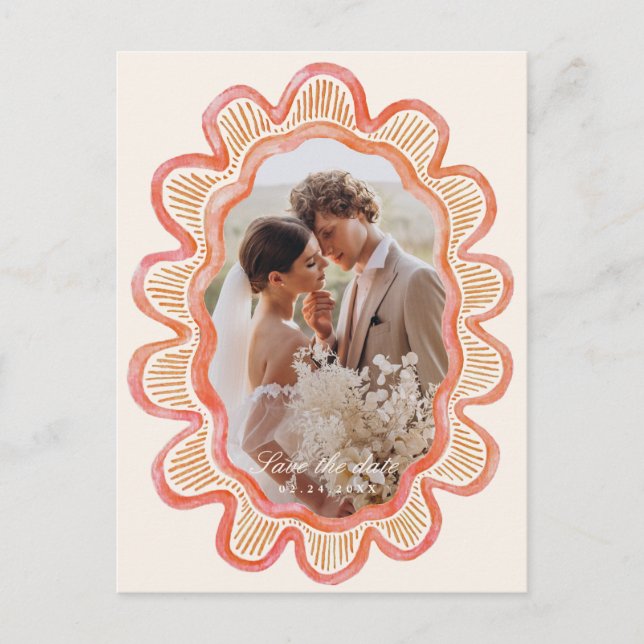 Cartão Postal Moldura de fotografia oval redimensionada, pintada (Frente)