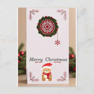 Cartão Postal ❄️ Moldura de Urso de Natal Aconchegante Mágica ✨
